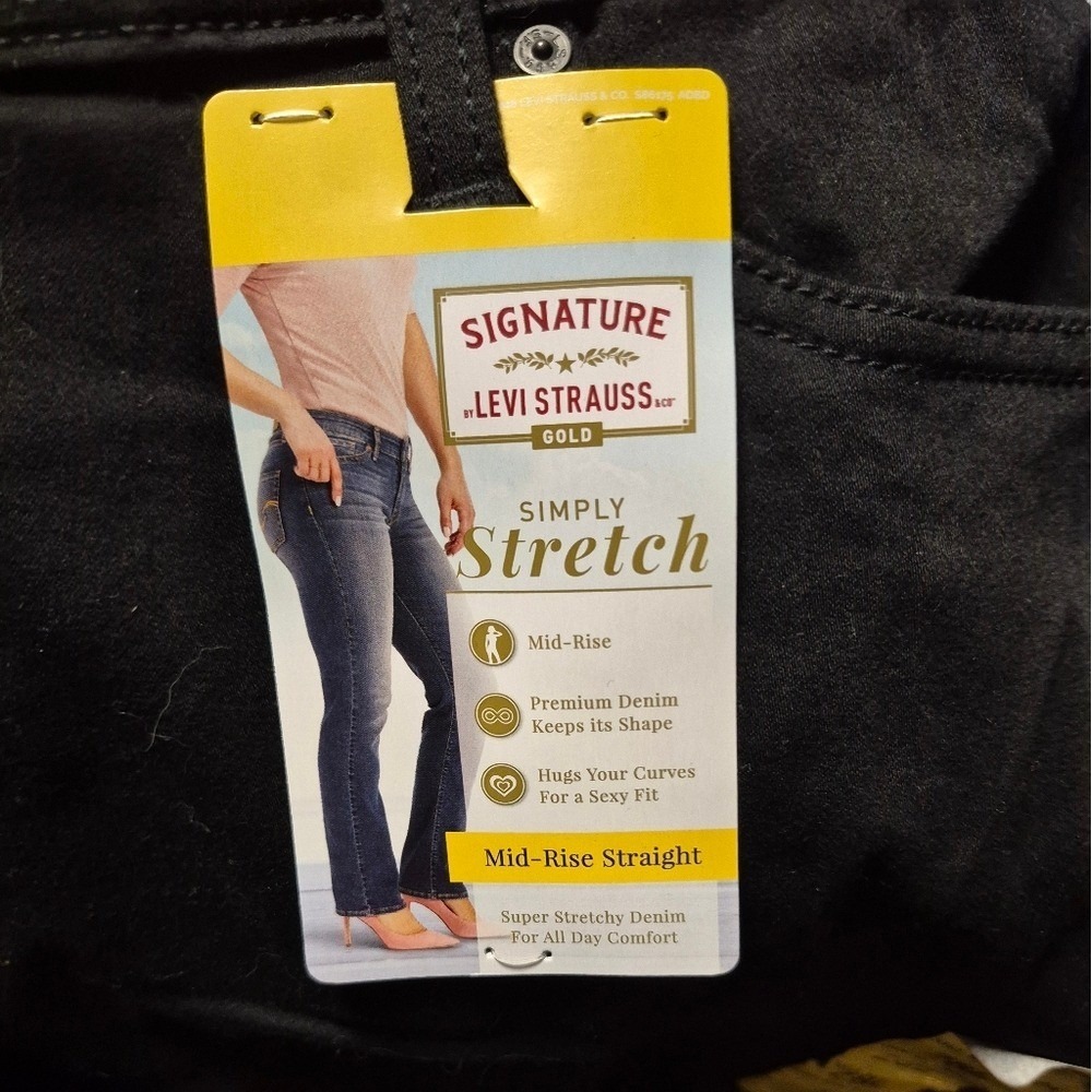 Levi's Black Mid Rise Straight Leg Jeans 28L